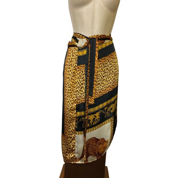 Leopard Print Satin Shirt & Skirt Set US 10‎ Tall Baroque Luxury Glamour Mobwife - Picture 3 of 16